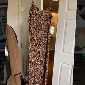 Aerie midi satin slip dress w raw edge size med